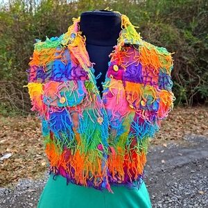 EStefanie's Colorful Cotton Fringe Vest